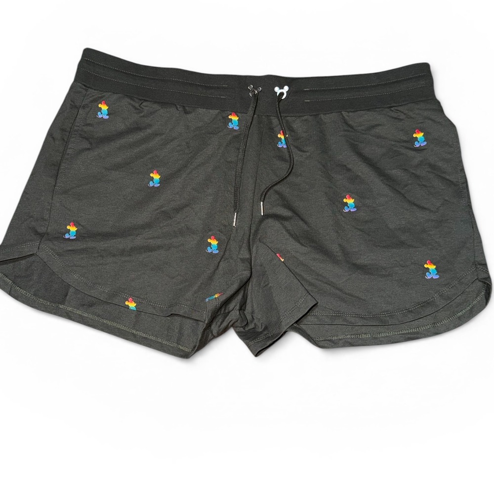 Disney Pride Collection Lounge Shorts Women 1X Dark Green Rainbow Mickey Mouse